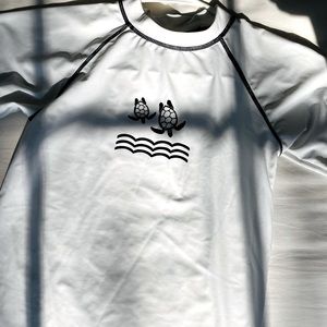 Girls Black & White Swim Top (Rash guard)